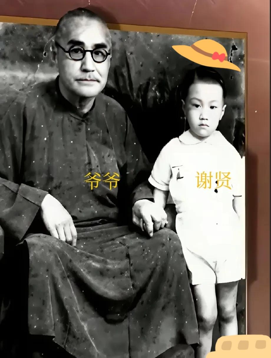 谢贤与爷爷的合照，他爷爷也是位了不起的人物。这张老照片里藏着的，可不只是祖孙温情