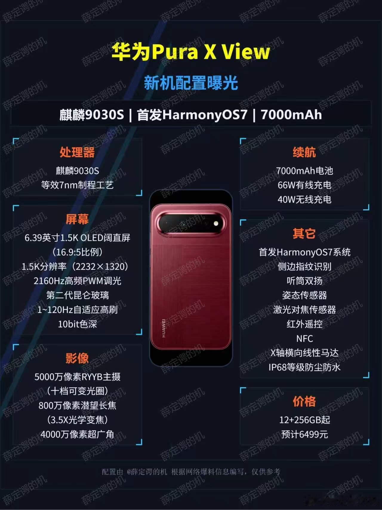 华为PuraXView，2026唯一阔直屏性能：搭载麒麟9030S芯片（与P
