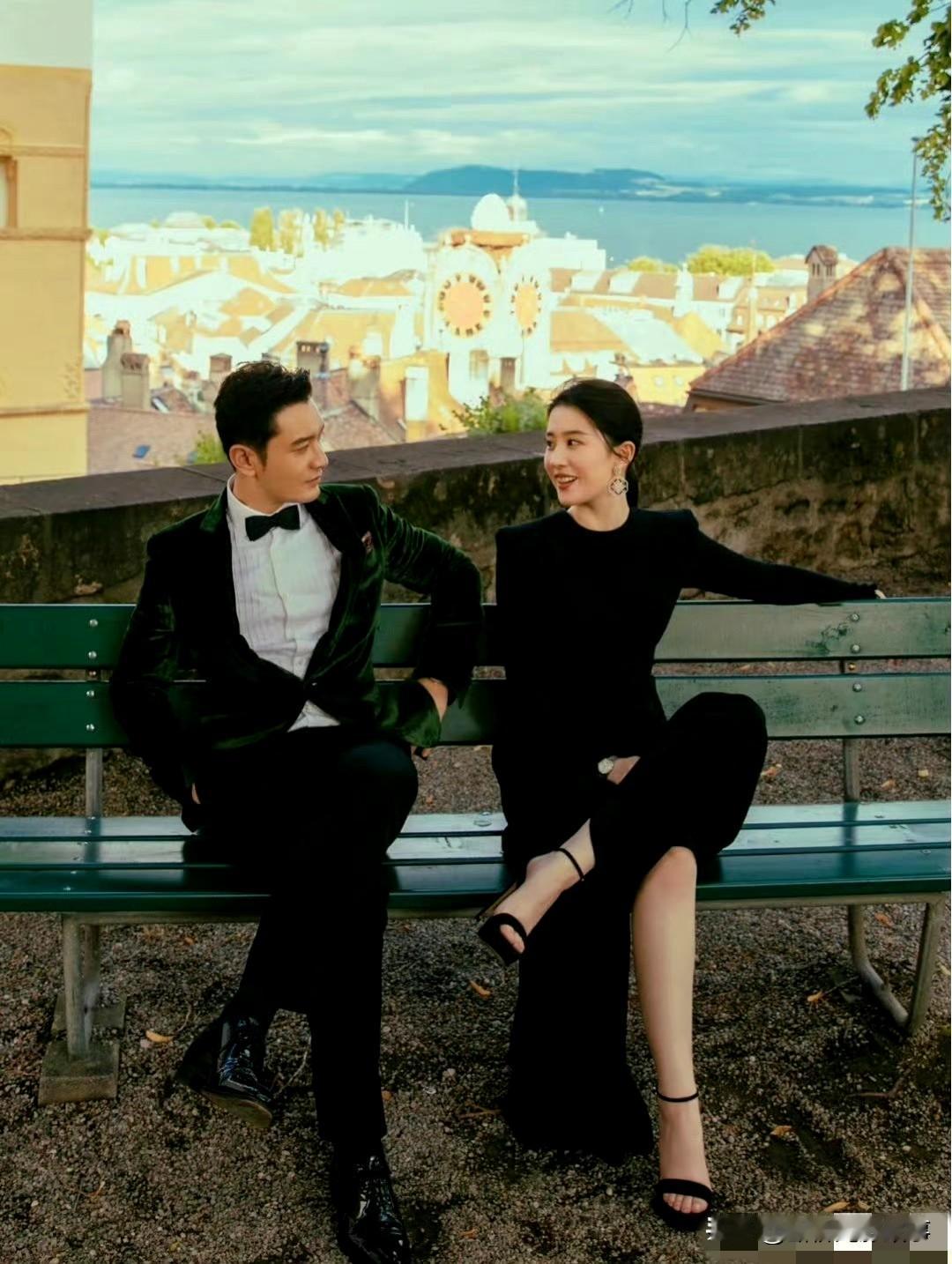 黄晓明刘亦菲古堡大片氛围感拉满：黑西装适配度绝了黄晓明与刘亦菲的古堡同框大