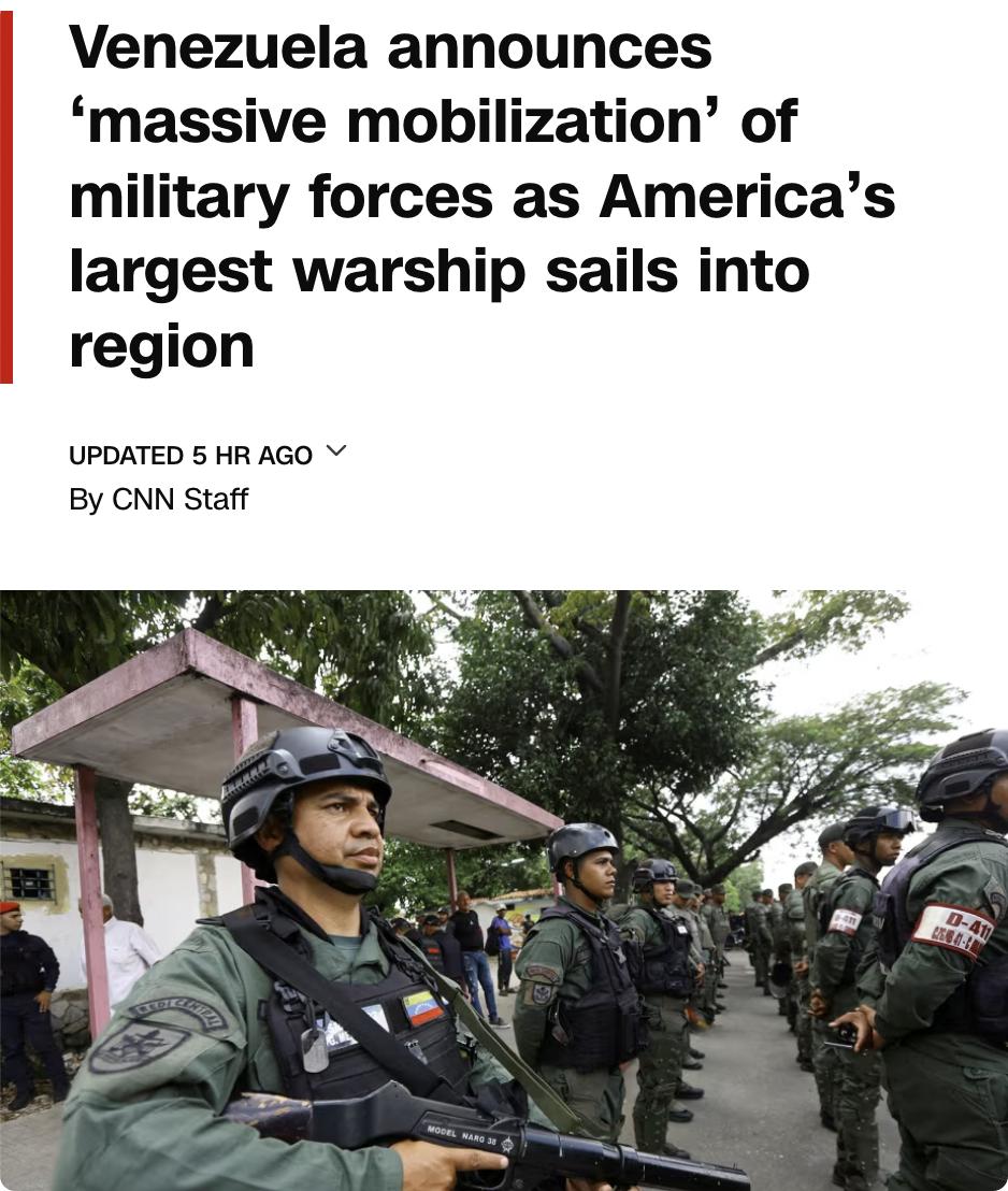 外媒：委内瑞拉国防部长帕德里诺·洛佩斯宣布，委内瑞拉将进行大规模军事动员，包括陆