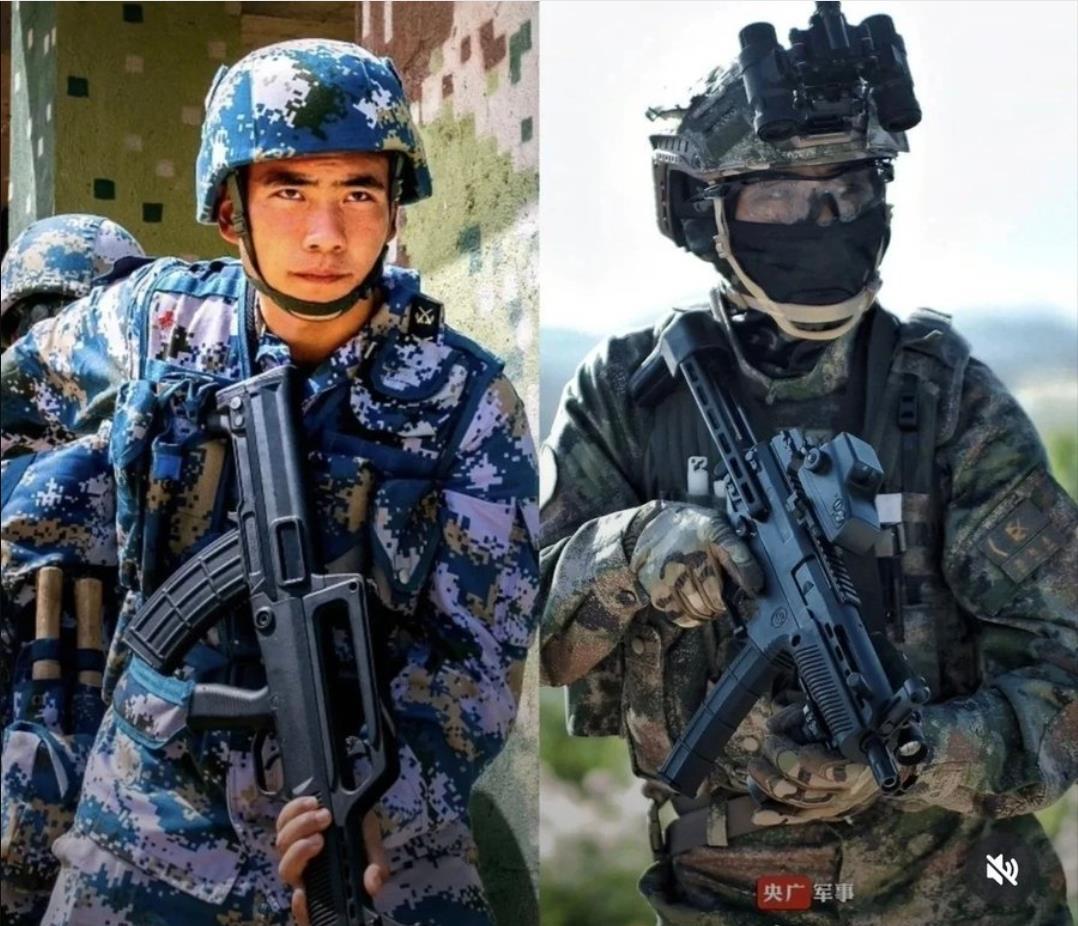 老外列的解放军单兵装备对比图，直观感受装备的变化：📍191枪族与95相比，增加