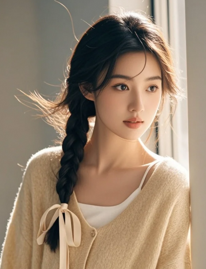 她坐在光里，像一首安静的诗