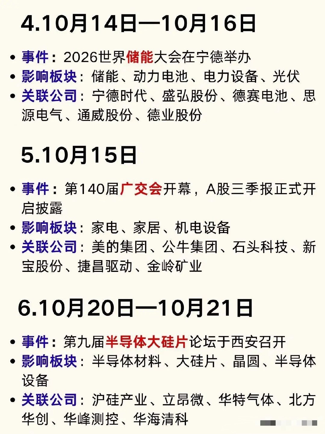 10月A股重点事件全梳理！九大时间节点，收好这份行情日历十月份的A股，事件催化密