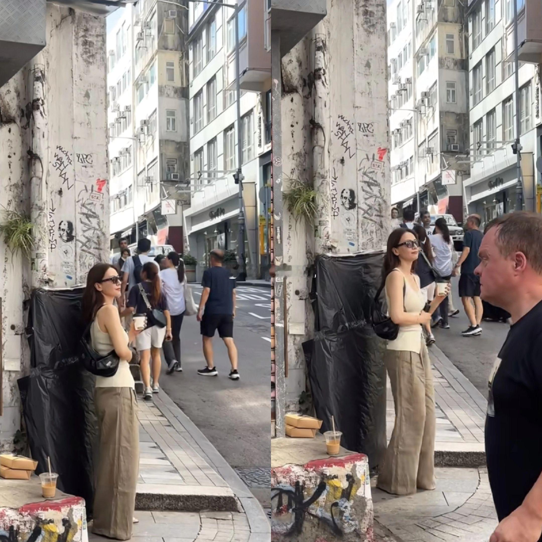 香港街头偶遇高圆圆。高圆圆去香港了，戴着墨镜在街头拍照，居然随便一拍都那么好看，