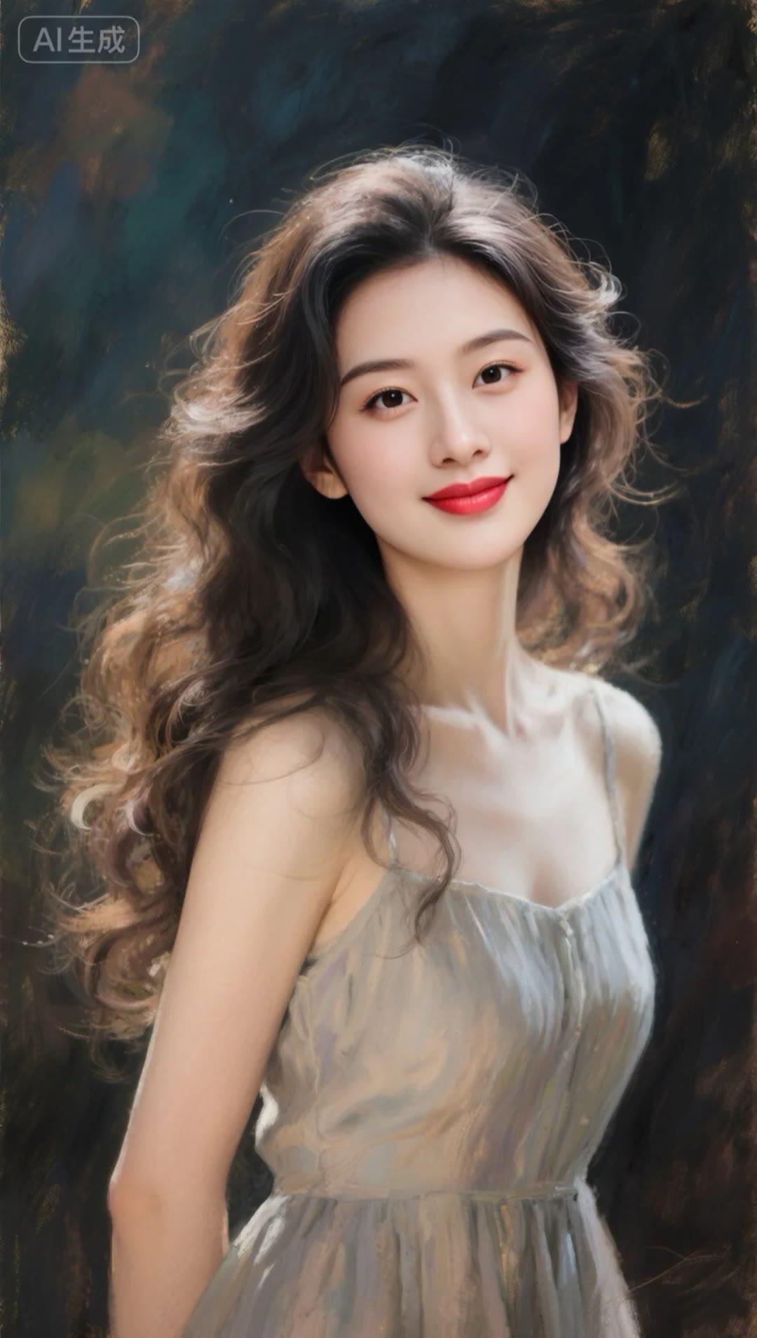 温柔甜美的少女，微笑如春风，优雅动人。