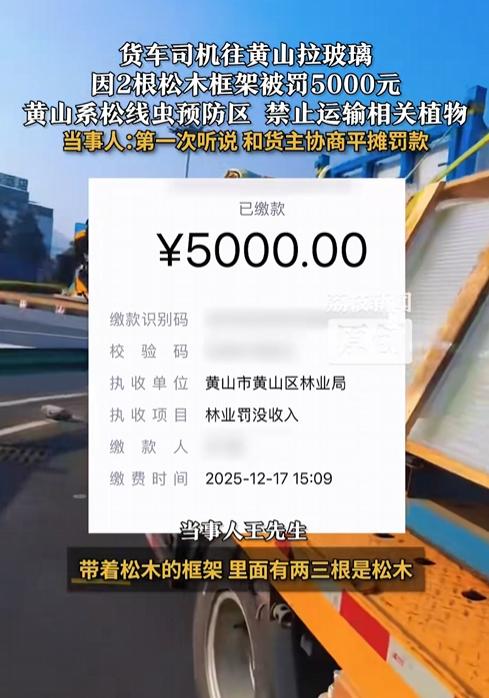 “花钱买教训了”！近日，一位货车司机从外地运送一车玻璃前往安徽黄山，不曾想，在