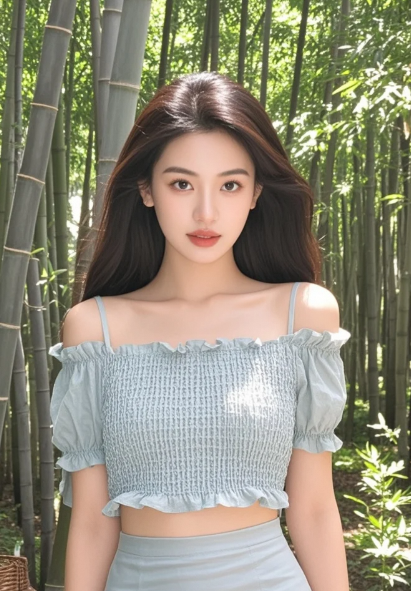 风过竹梢，她低眉浅笑，听懂了叶间的私语。