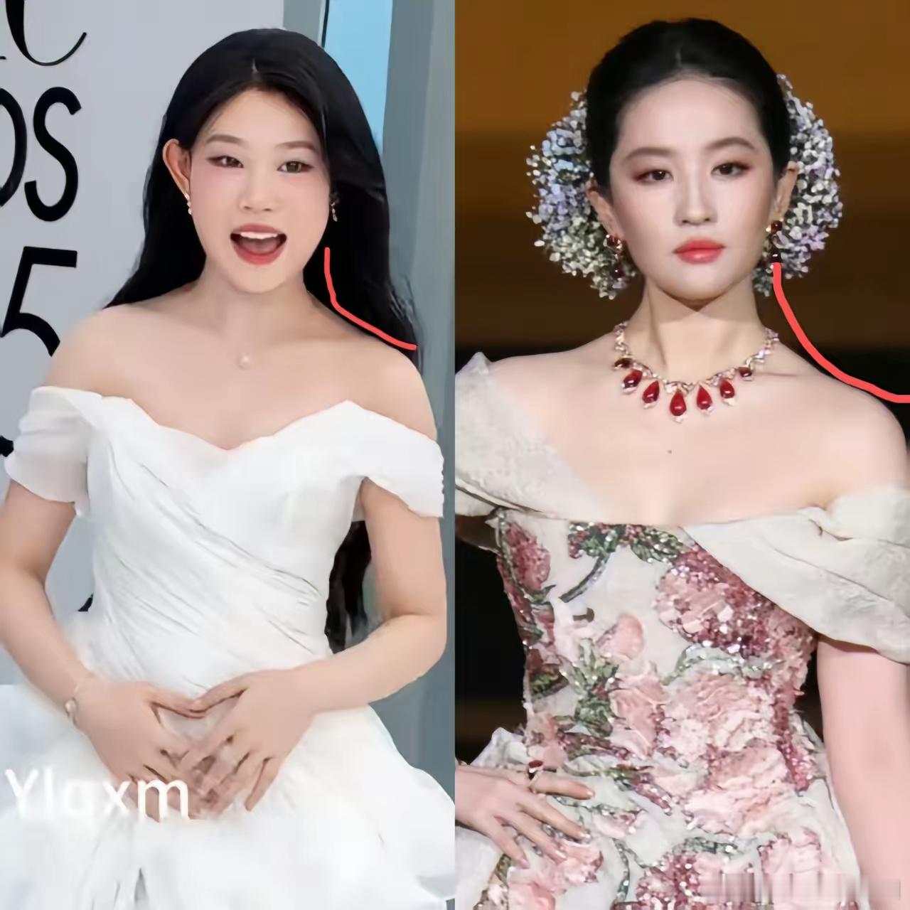 不知道大家，有没有发现一个问题，沈佳润和刘亦菲一样，​都是特别好看的溜肩体态。​