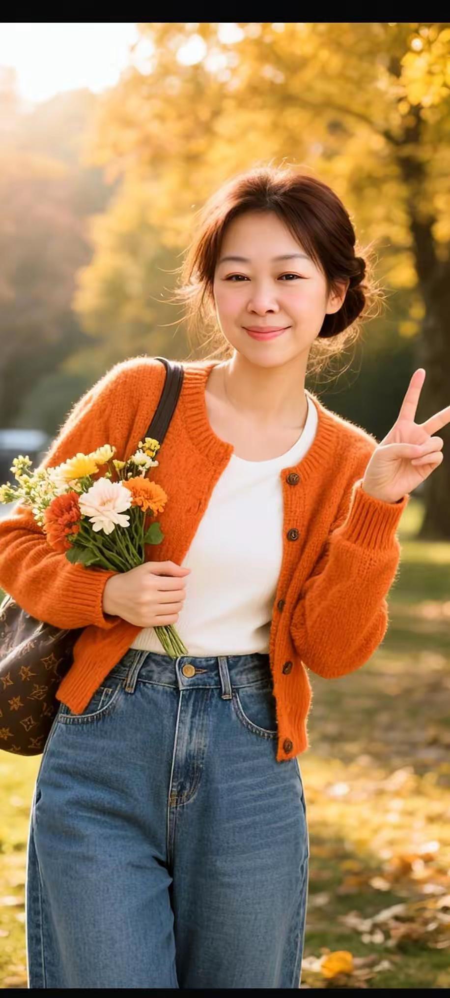 你喜欢我发什么内容。AI秋阳甜系少女写真