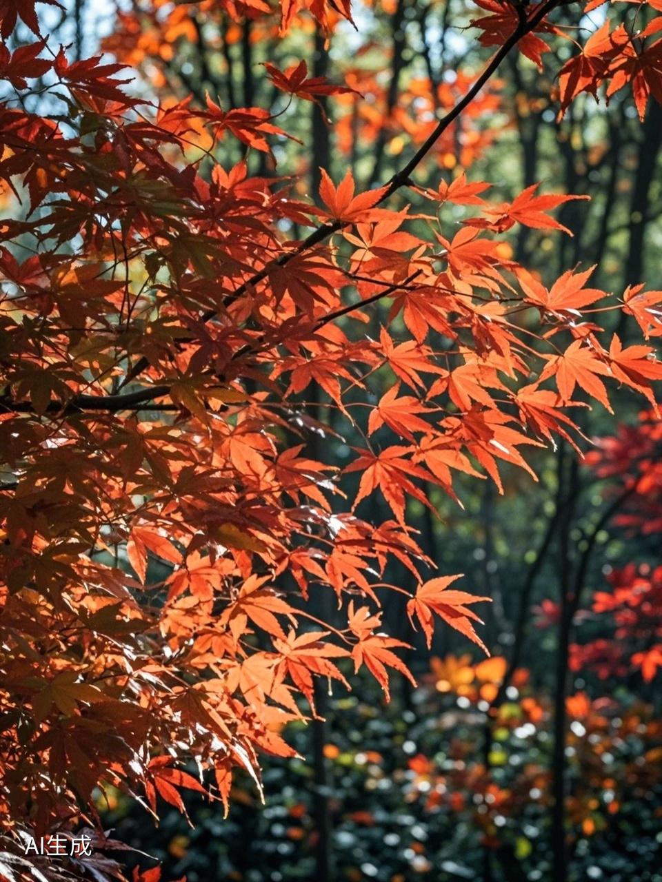 分享一张秋色的美景落叶知秋凉，金秋美景