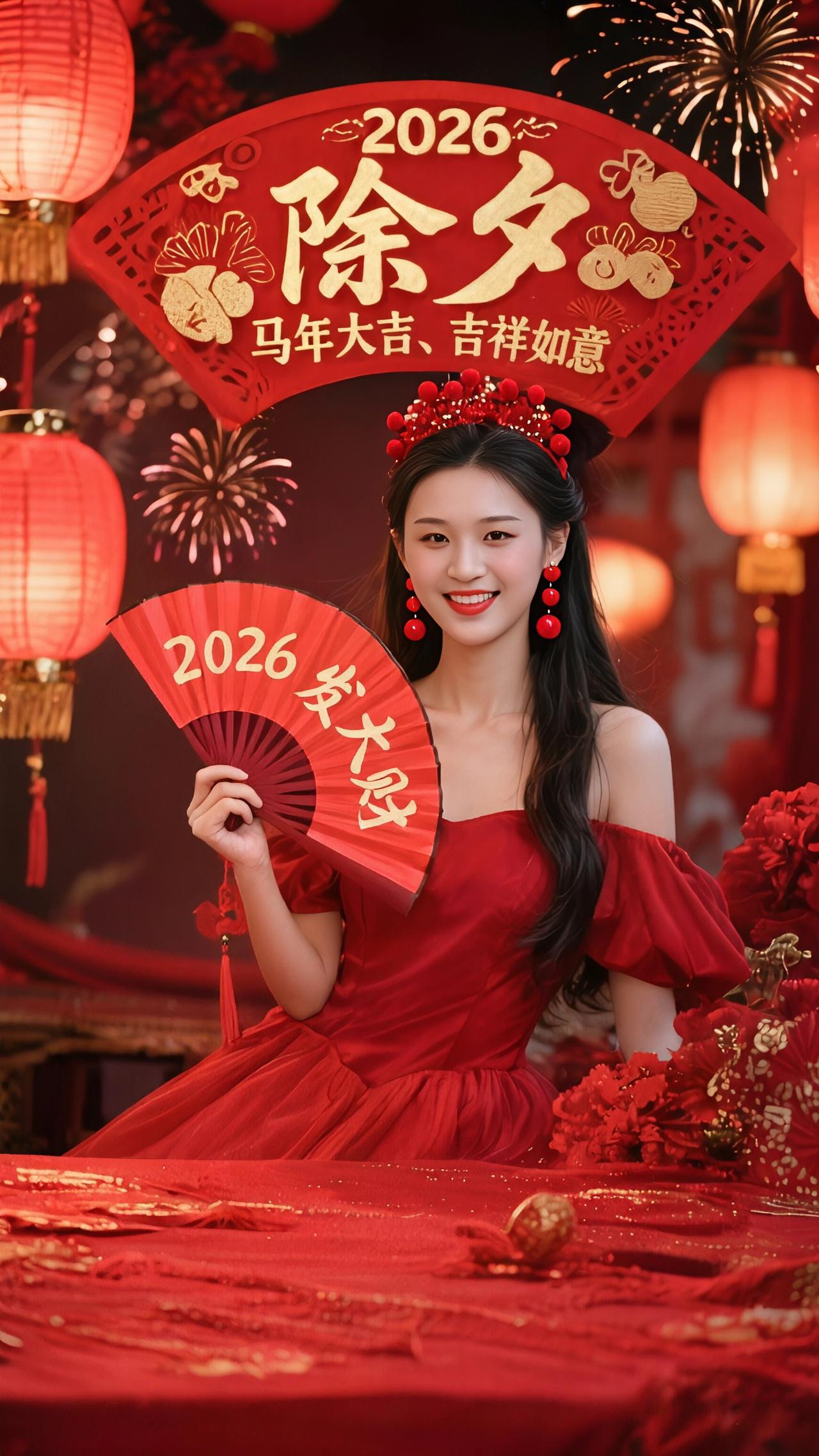 新年喜庆P图大赏红妆一笑醉流年，漫卷云舒许大千。金马扬蹄开泰运，春风送暖入家