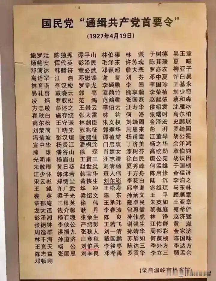 隔了21年的两份名单图一，1927年4月19日，蒋介石成立南京国民政府的第二