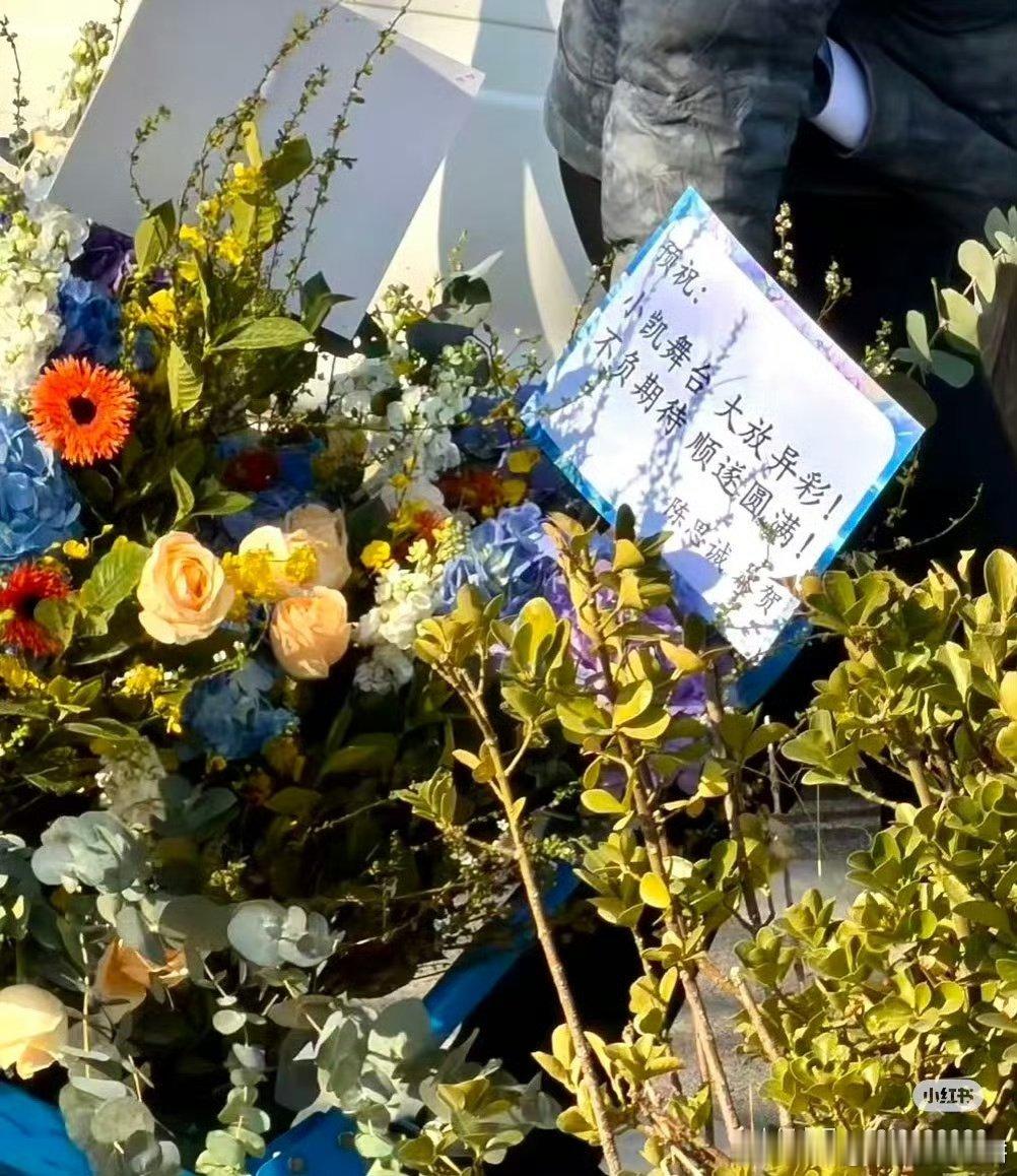 王俊凯话剧首秀《趁世界还年青》即将开始，各大品牌方合作方送来的花篮，好漂亮！祝帅