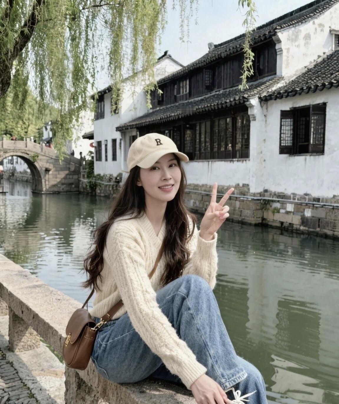 在江南水乡，打卡古桥，享受宁静时光📸👒👖👟