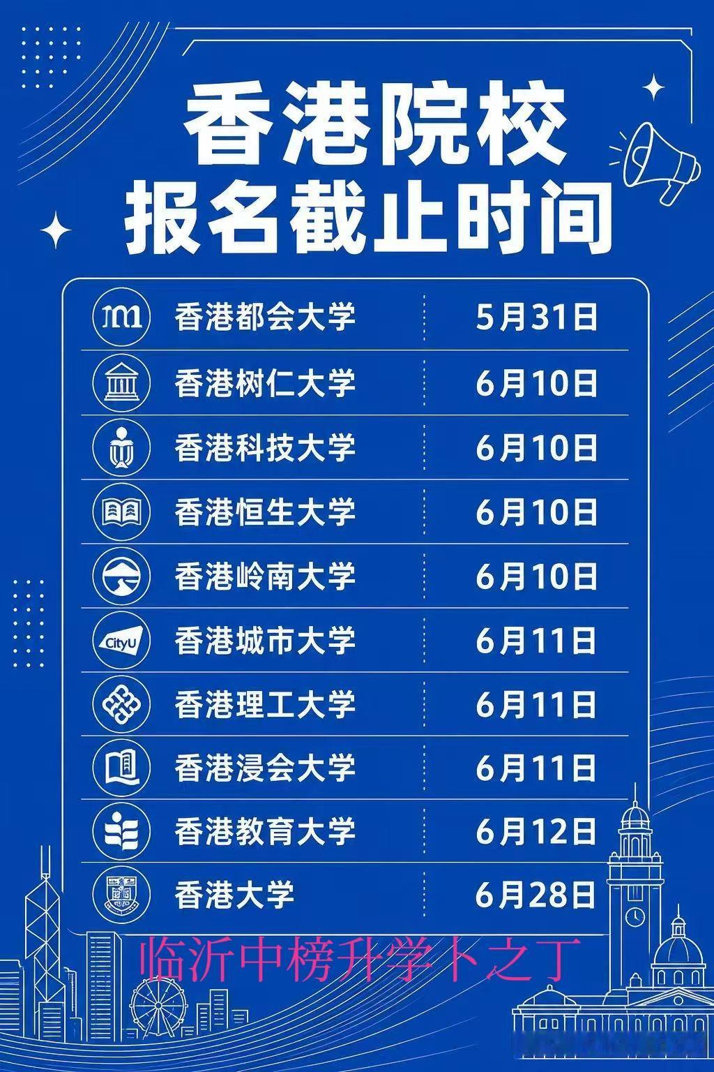 最新！香港院校报名截止时间提示，有打算去香港就读的同学请关注。除了香港都会大学在