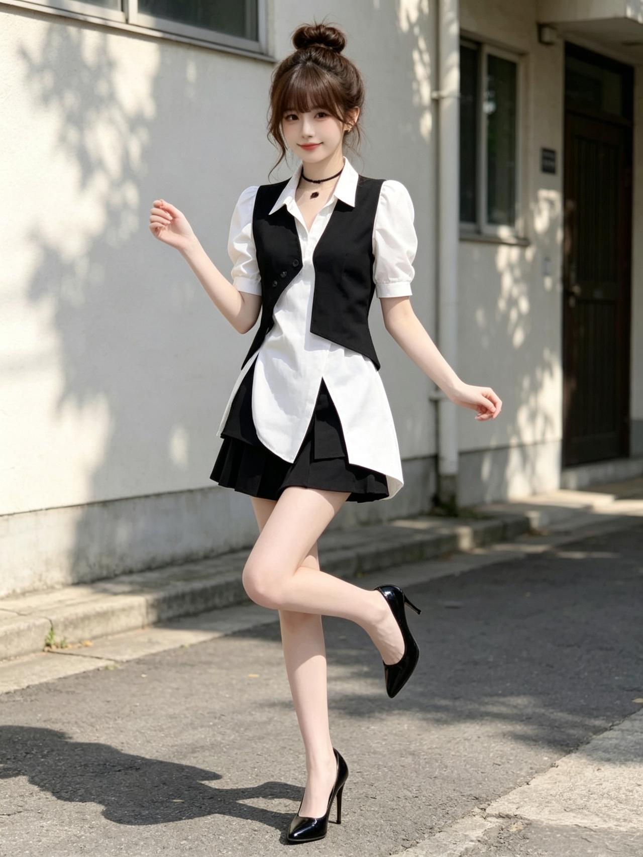 元气少女穿搭指南：黑白学院风，青春活力满满！怎样穿搭让自己更优雅时尚穿搭