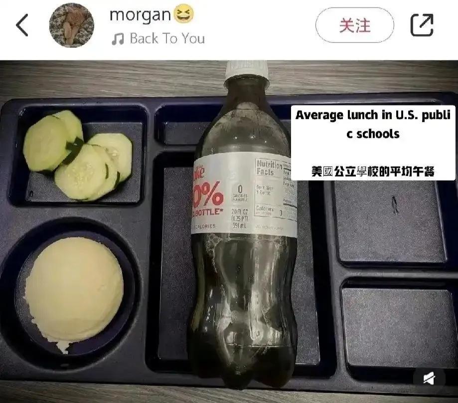 看见这些美国学校午餐图我还当是吃剩下的，再仔细一看是没吃前的，这也太离谱了！图片