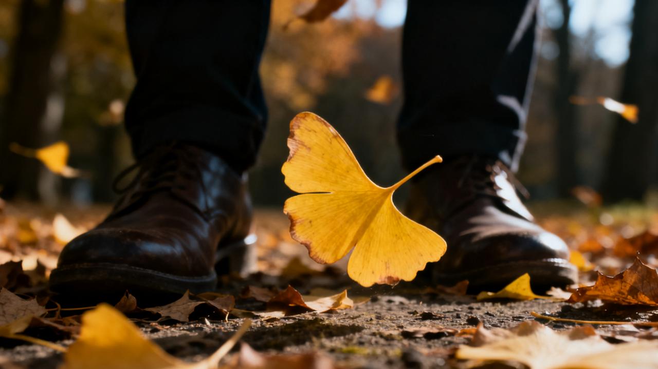 秋风一吹，一片银杏叶打着旋儿飘到脚边，像只疲倦却从容的金蝴蝶。弯腰拾起，指尖触到