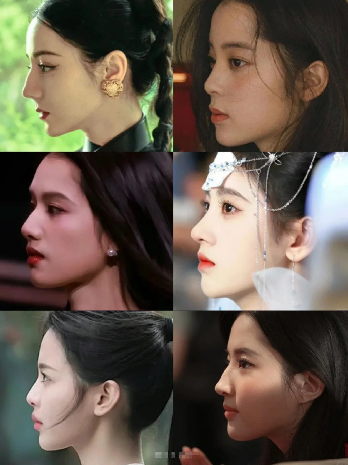 女明星侧颜杀对比🆚，有人美得太突出​​​​