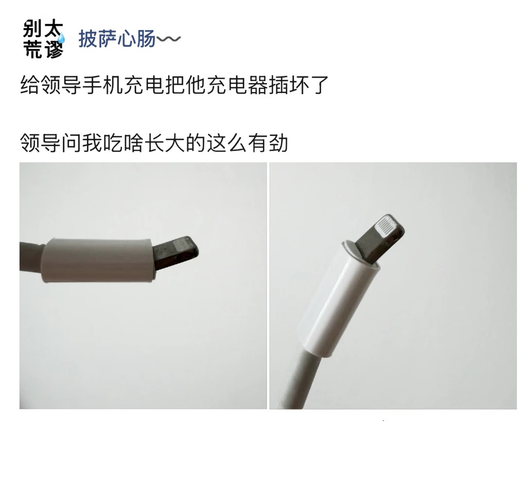 给领导手机充电，把他充电器给插坏了😭