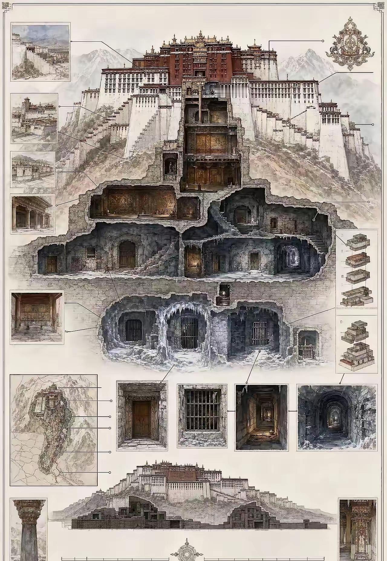 刷到这张图片，我着实被吓了一跳。布达拉宫地下到底挖了多深，这问题简直太勾人好奇心