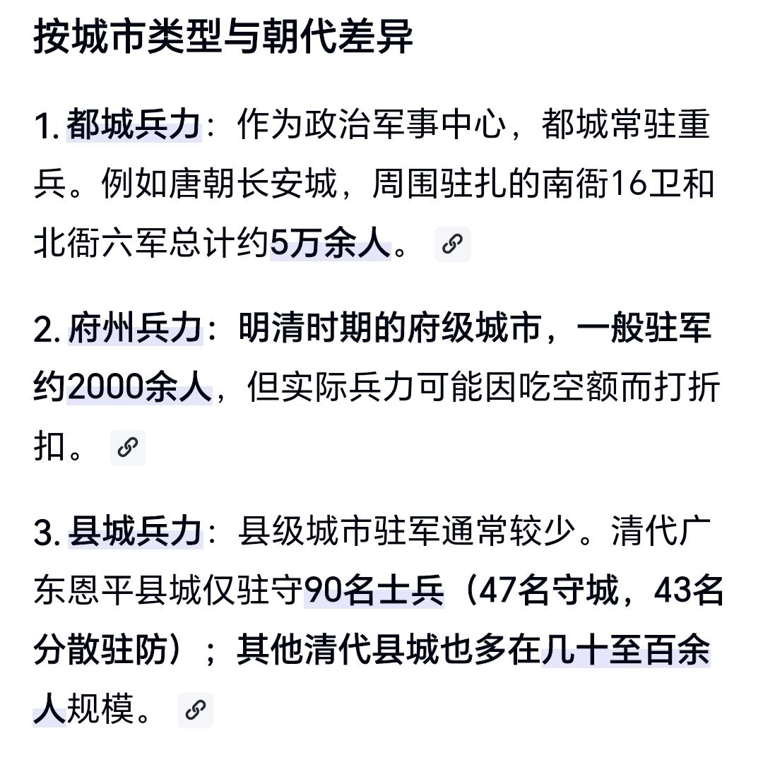 古代一座城有多少兵力