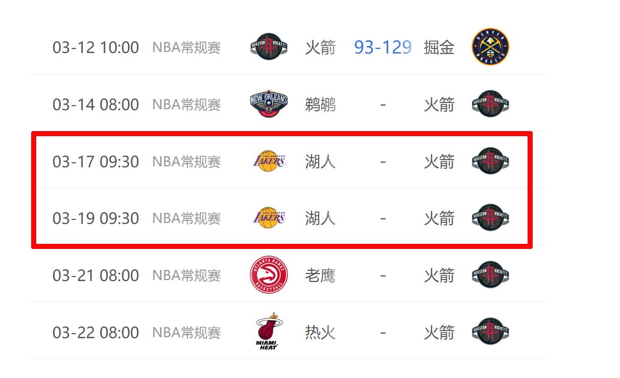 看了下火箭接下来的赛程，14号到22号的9天里，火箭要打5个主场，不知道这波“五