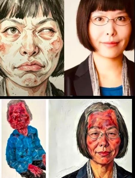 为了提高大家的审美，网友给清华美院教授丁荭的自画像大家看看有没有那味儿都不