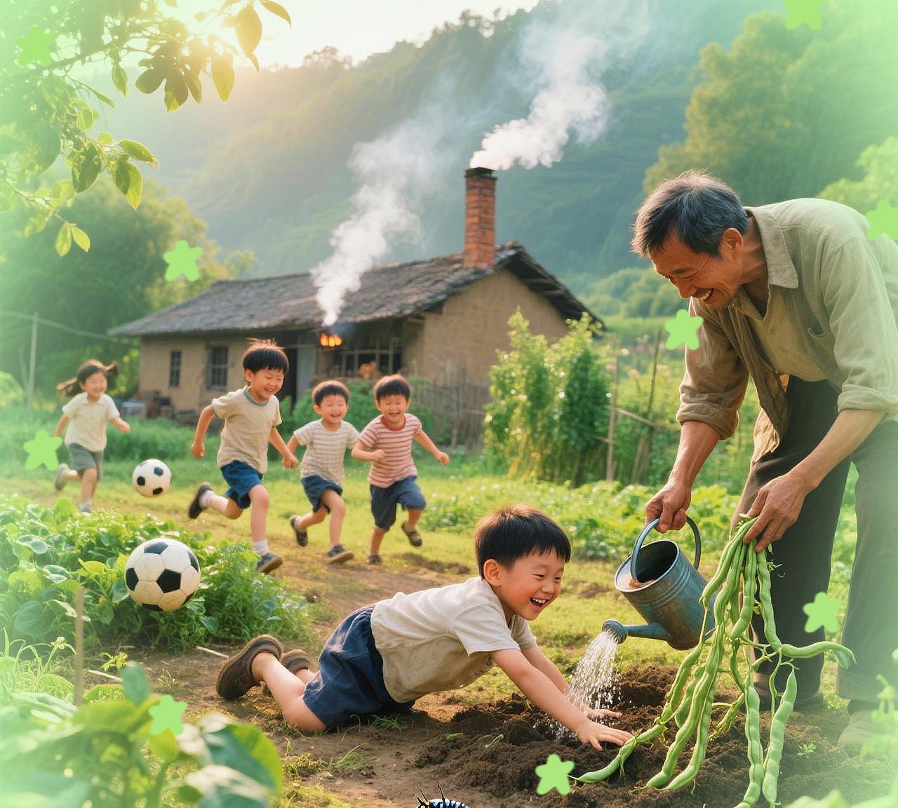 在老家，只有我睡懒觉了…我一觉睡醒7:50了，大宝二宝已经出去了，今天没有太阳