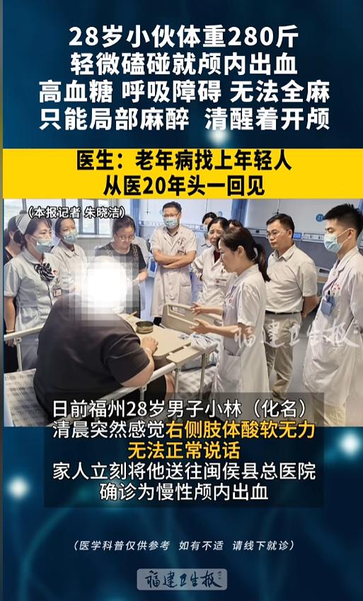 “身体是革命的本钱！”7月14日报道，福建福州，一位280斤重的小伙，脑袋轻轻磕
