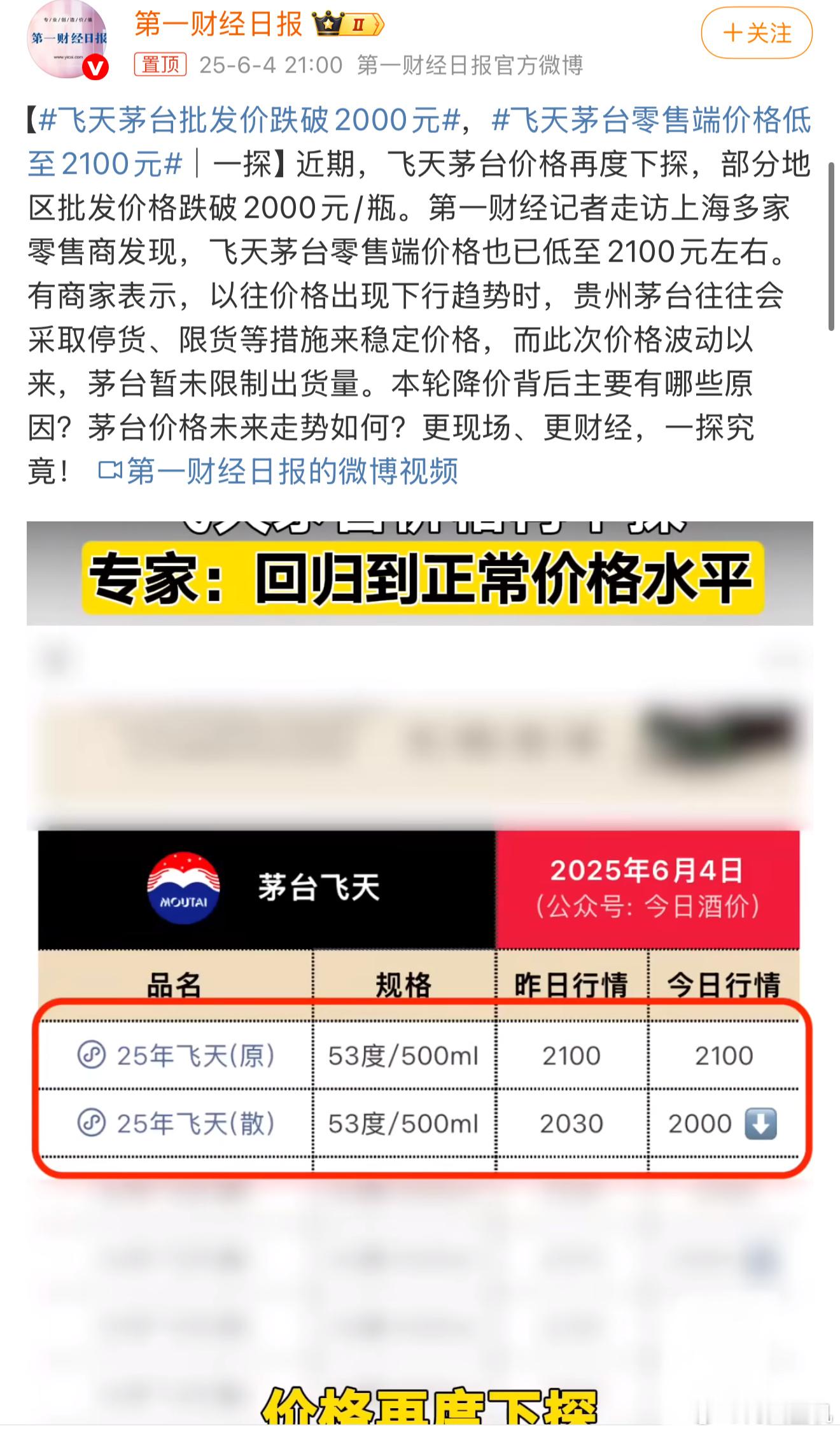 飞天茅台批发价跌破2000元这酒原价是1499，怎么批发价跌破2000搞得好像很