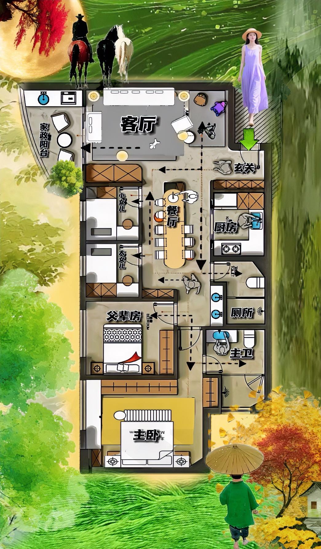 你看，真正有大福气的户型，多少半是小房办大事，115㎡长得不好，面积不大，靠自己