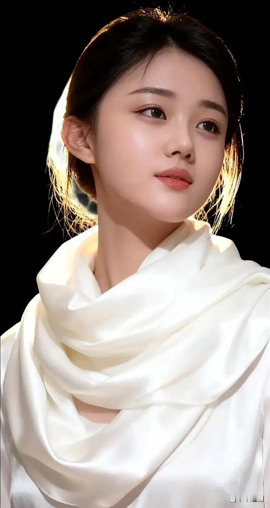 白缎围颈揽温柔，逆光发丝漾出清冷雅致温柔风白裙素净之姿温柔系女神范