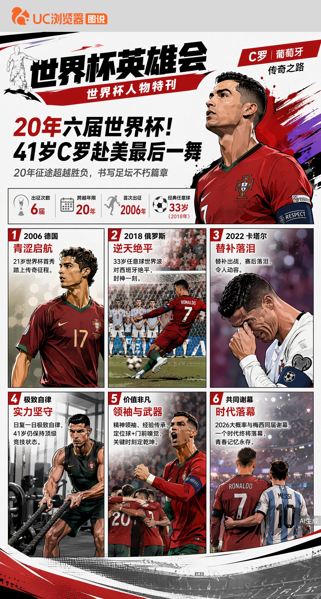 20年六届世界杯！41岁C罗赴美最后一舞，传奇谢幕倒计时