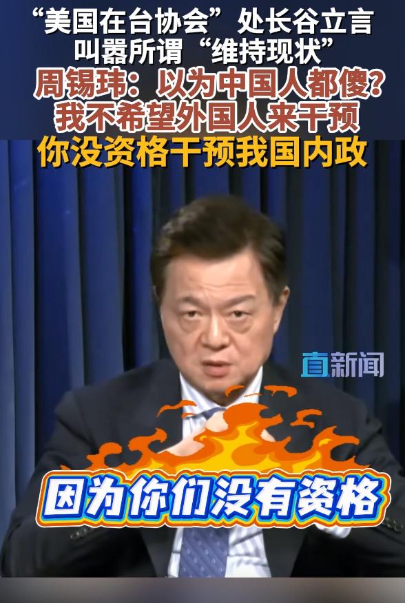 台湾名嘴周锡玮6月25日在节目中怒斥道，“一个外国人来干预我们的内政，这是最荒谬