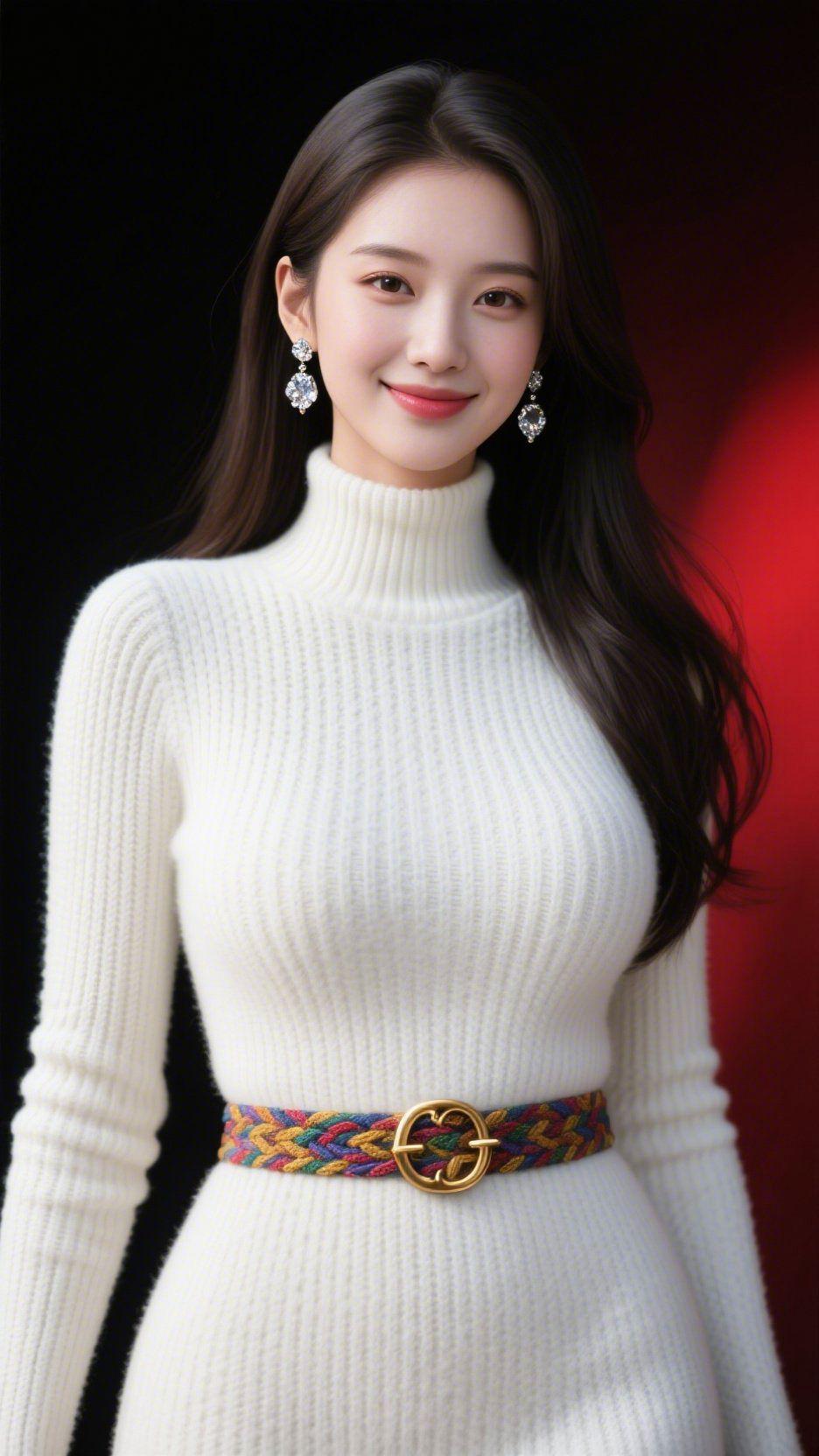 白衫里的彩织暖意米白针织裹住肩颈时，像把冬阳揉进了软绒纹理里——温厚的质感