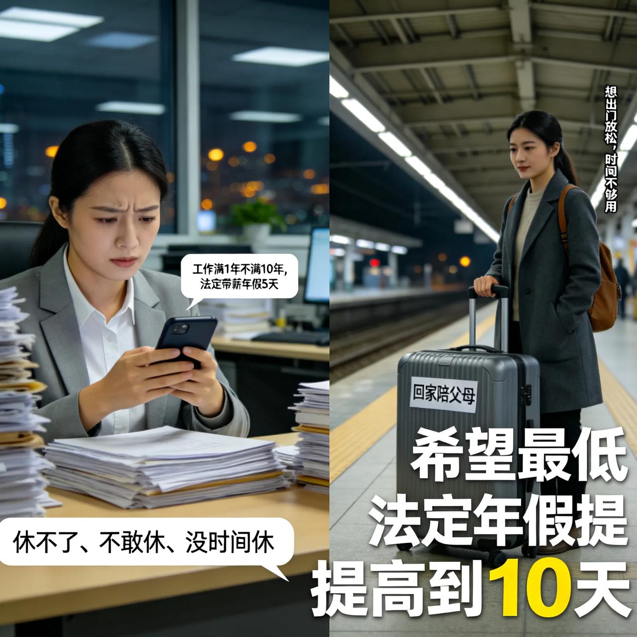 我才发现，现在的年假真的不够用。按照规定，工作满1年不满10年，法定带薪年