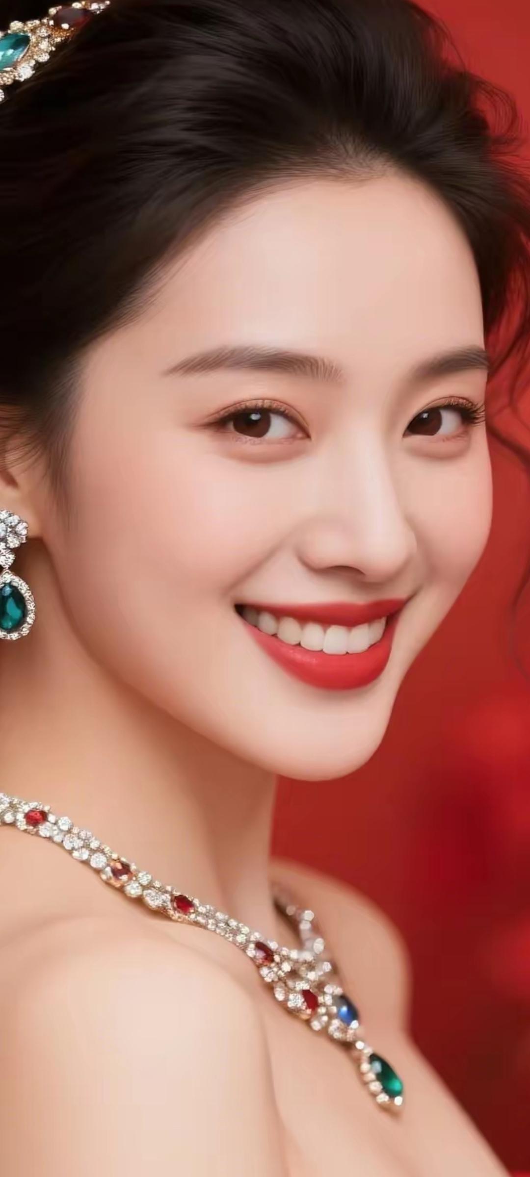 优雅红唇，闪耀珠宝，尽显东方女性的魅力与自信！💄✨💎
