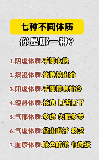 七种不同的体质，你属于哪一种~