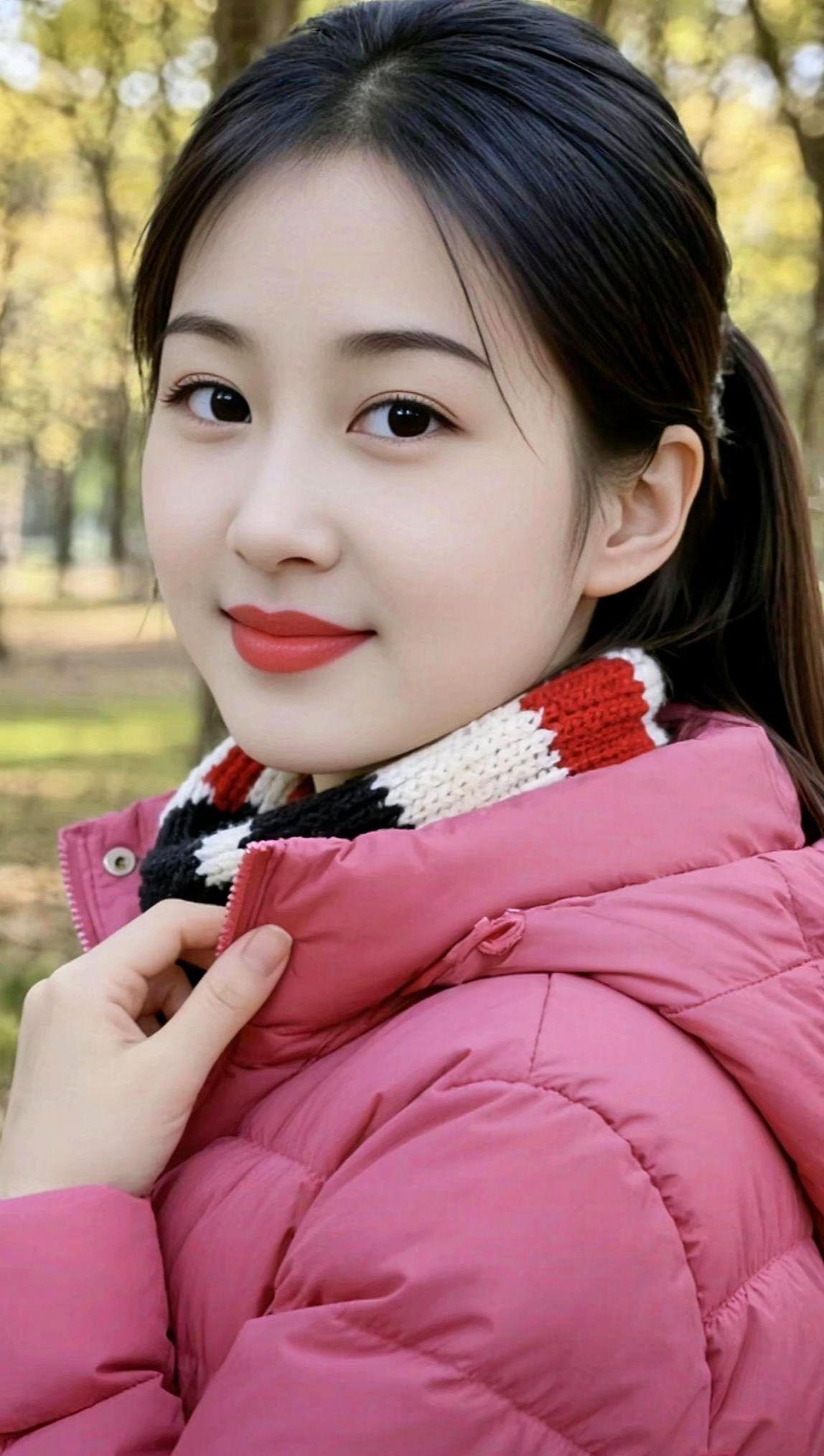 秋景生活照清纯甜美女孩优雅气质治愈系笑容冬季必备