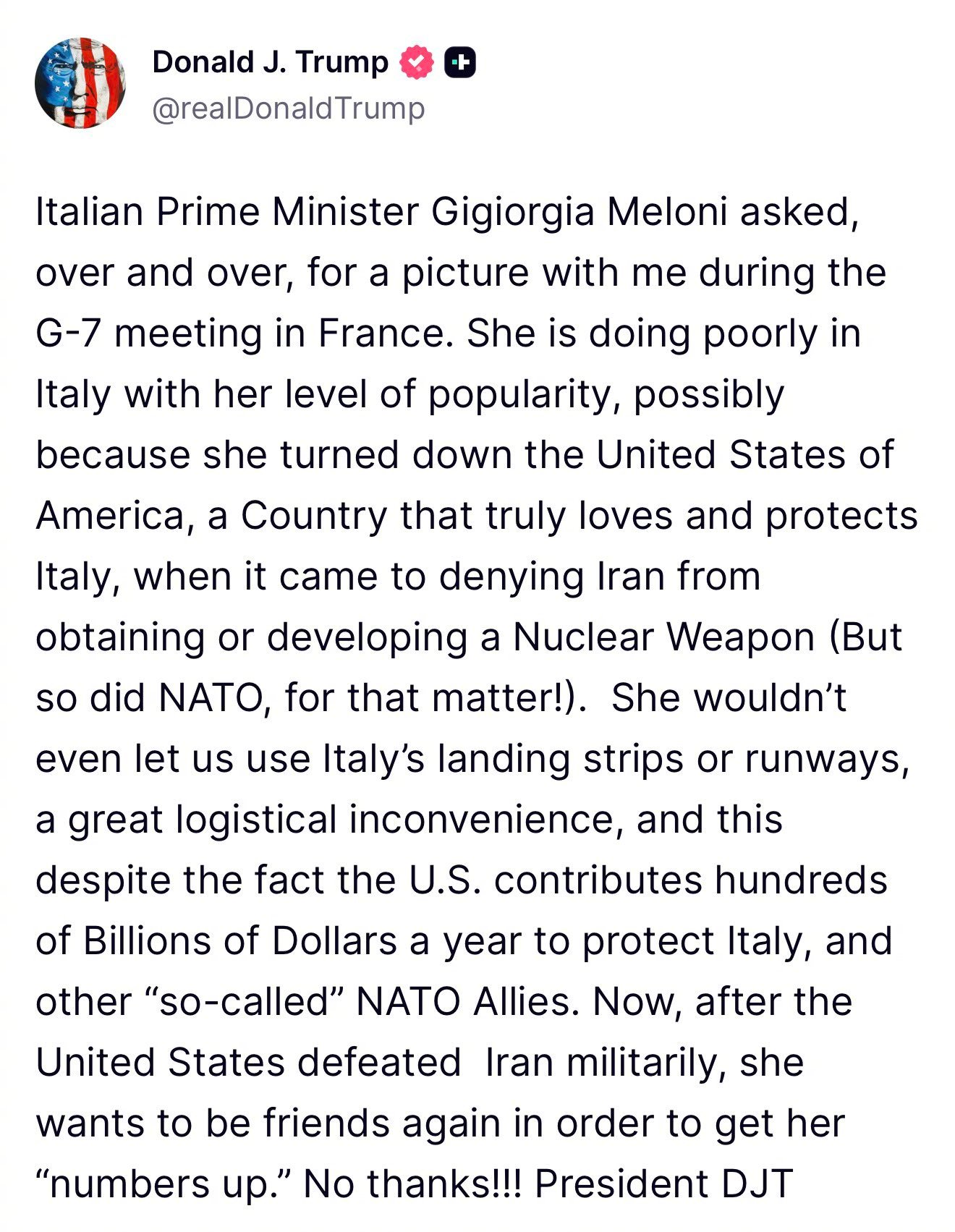 特朗普再嘲意大利总理：跟美国唱反调后又想套近乎，没门！美国总统特朗普：意大利总理
