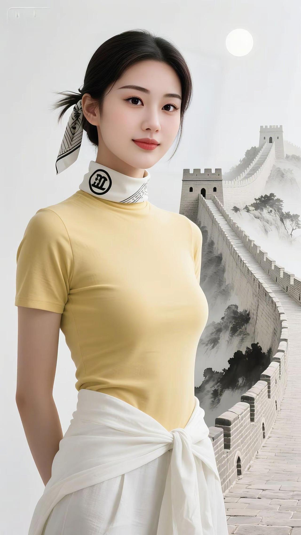 长城为幕，国风为裳，这抹鹅黄也太戳心了💛新中式穿搭国风美学