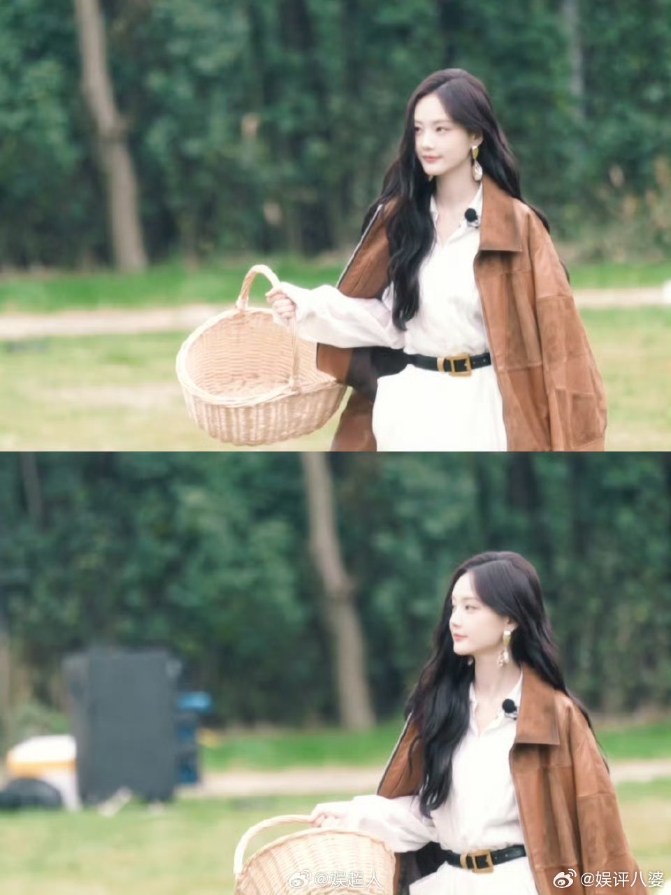 新综艺路透太绝了✨!李一桐一身白裙站在顶光下，五官利落灵动，笑起来像裹了层柔光，