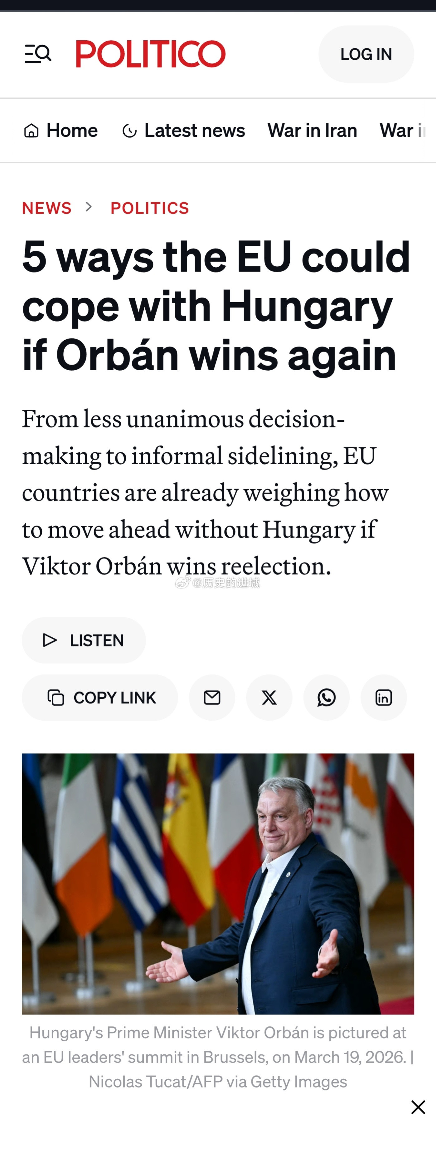 据Politico报道，欧盟正在制定五种应对方案，以防欧尔班胜选，甚至有人在讨论