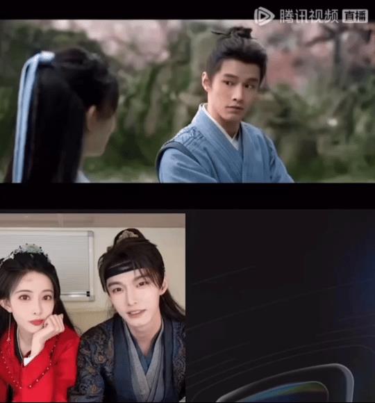 孟子义和何与一起直播看《华山论剑之九阴真经》，俩人在剧里演“黑风双煞”，不过当两