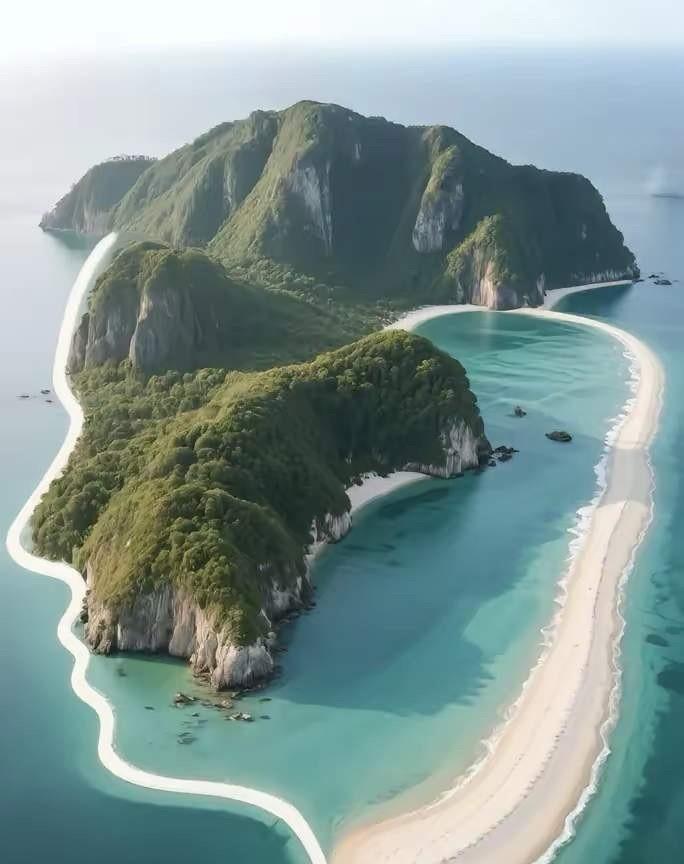 A.一座岛屿B.一张人脸碧岛浮波嵌玉环，翠峰临水抱清湾白沙如带连天地，醉卧晴