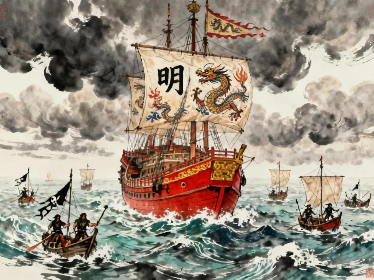 正德到嘉靖年间，明政府的舰队数次与葡萄牙人展开海战。在第一年，明政府派了五十艘船