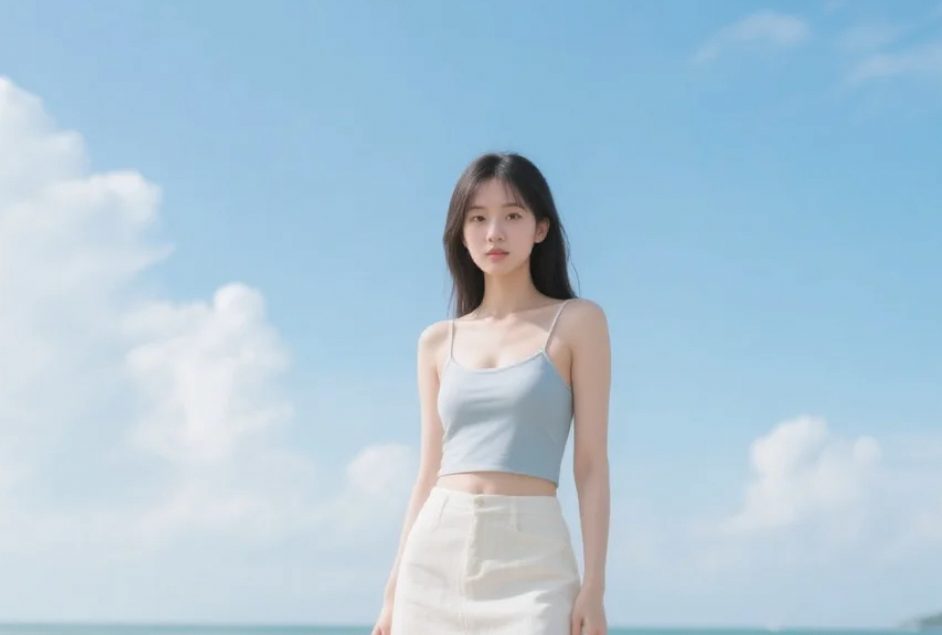 她的出现，让这个夏天的海滩变得格外耀眼