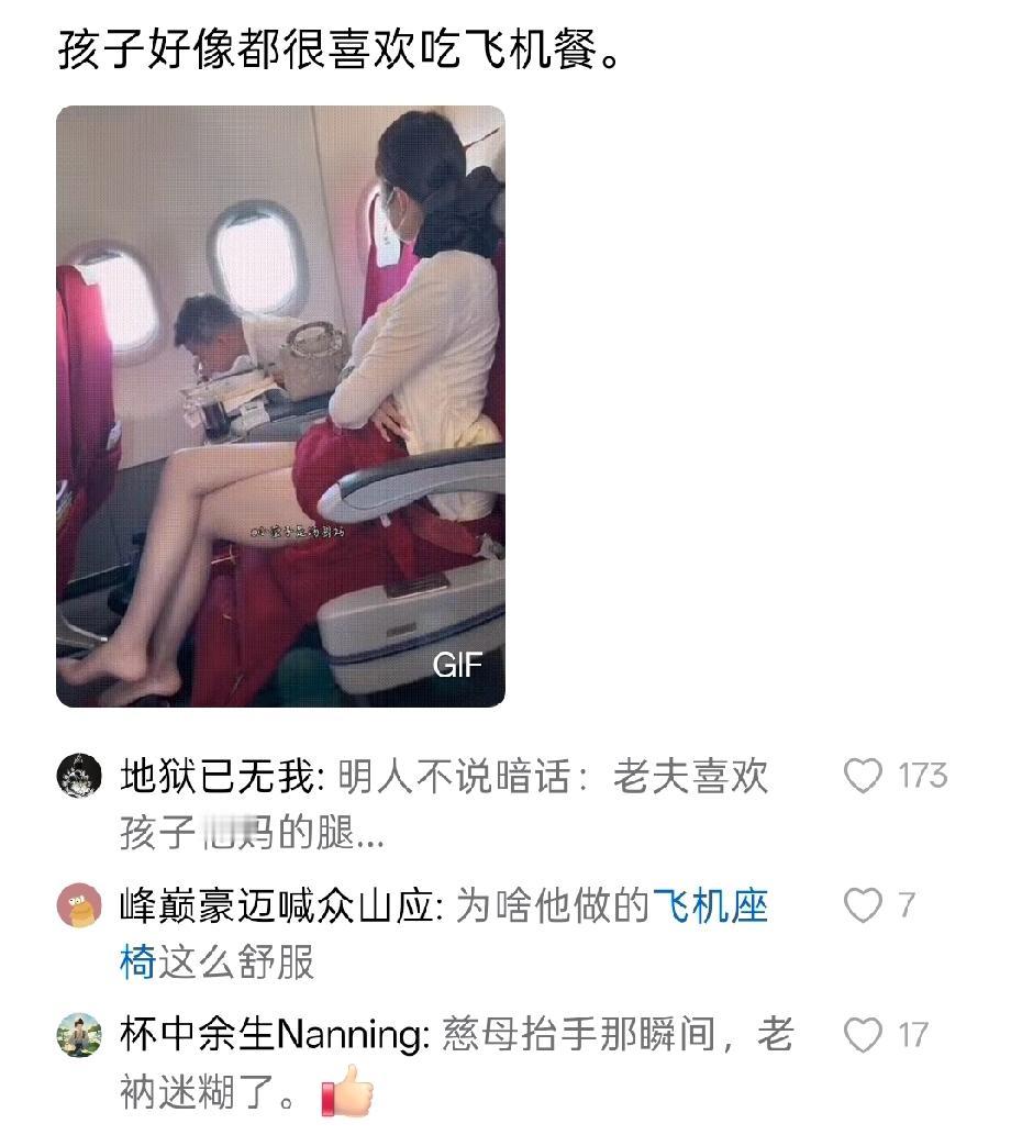 人家只是说了一个孩子喜欢吃飞机餐！结果网友的评论一致都在说人家的腿……你