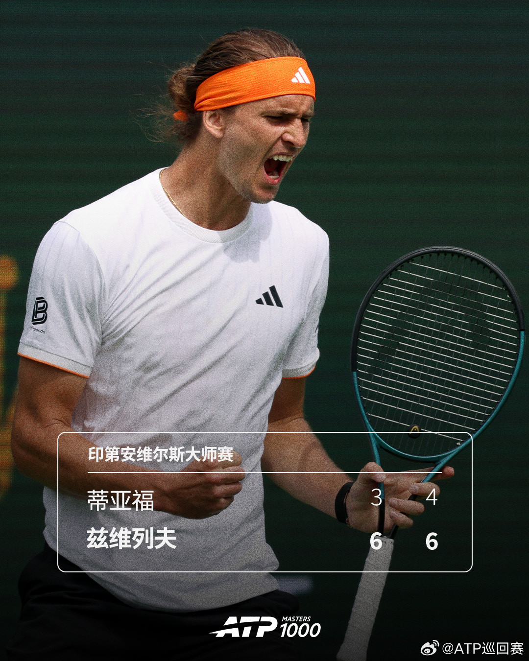 兹维列夫挺进八强🔥ATP1000印第安维尔斯大师赛第四轮，4号种子兹维列夫6